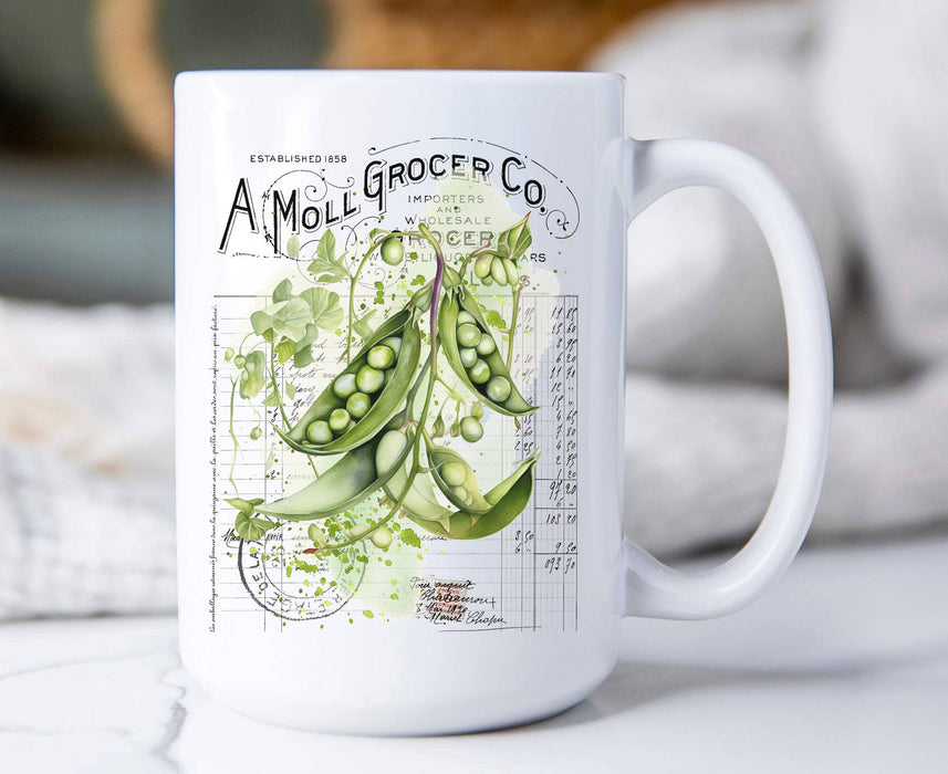 Vintage Farmhouse Peas Pods Vegetables Coffee Mug