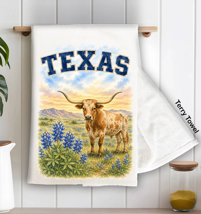 Texas State Bird and Animal Kitchen Terry Towel