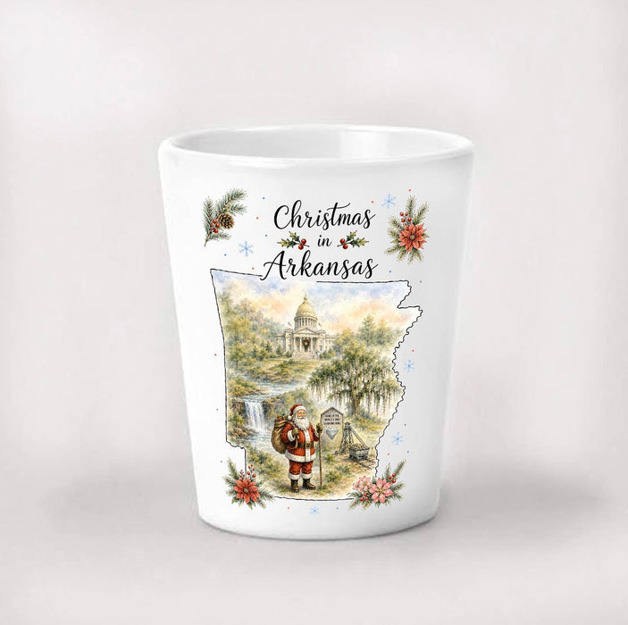 Christmas in Arkansas State Map Shot Glass