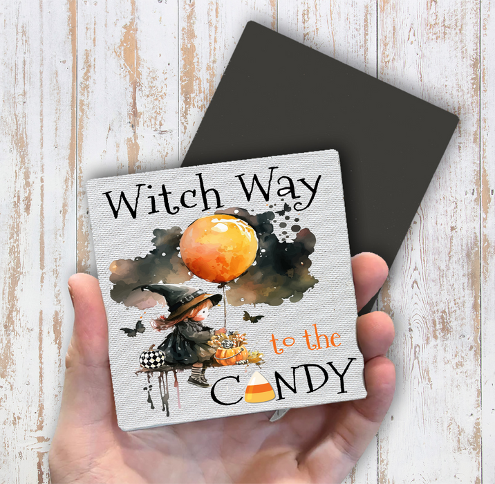 Halloween Witch Way to Candy Magnet Fridge