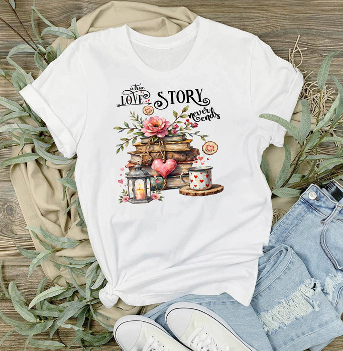 Love Story Never Ends Heart T-Shirt