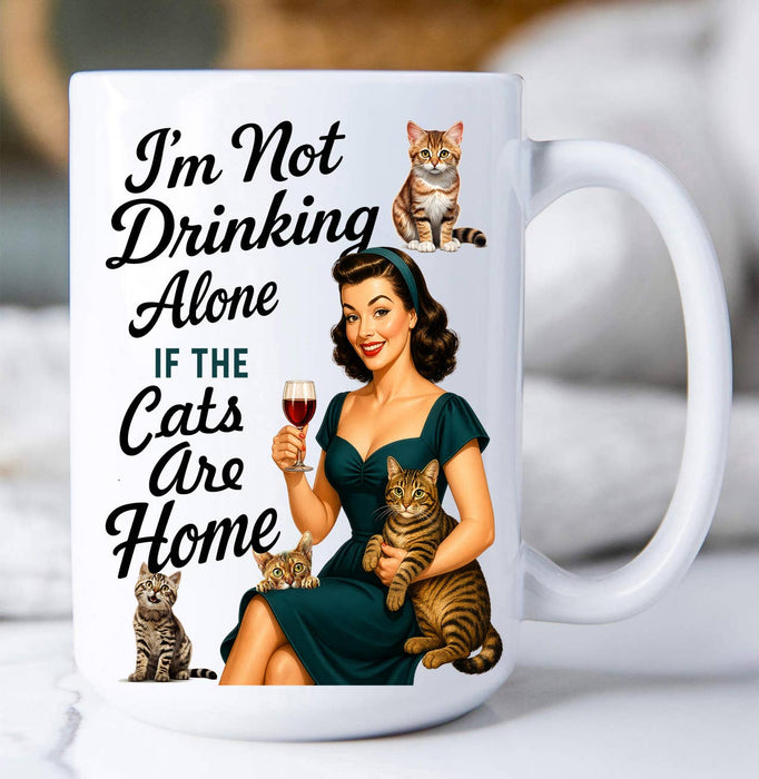 Retro Funny Drinking with Cats Coffee Mug