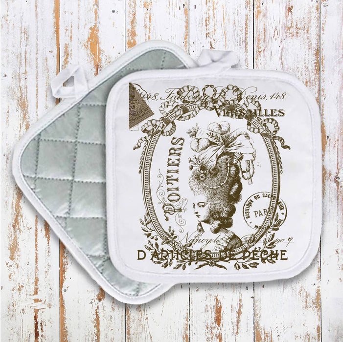Vintage Shabby Chic French Lady Pot Holder Oven Mitt