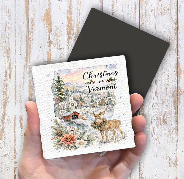 Christmas in Vermont State Map Magnet Fridge