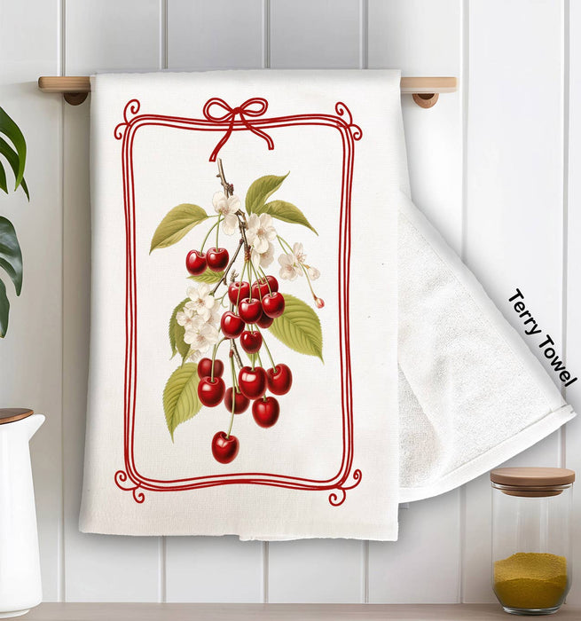 Vintage Cherries Kitchen Terry Towel