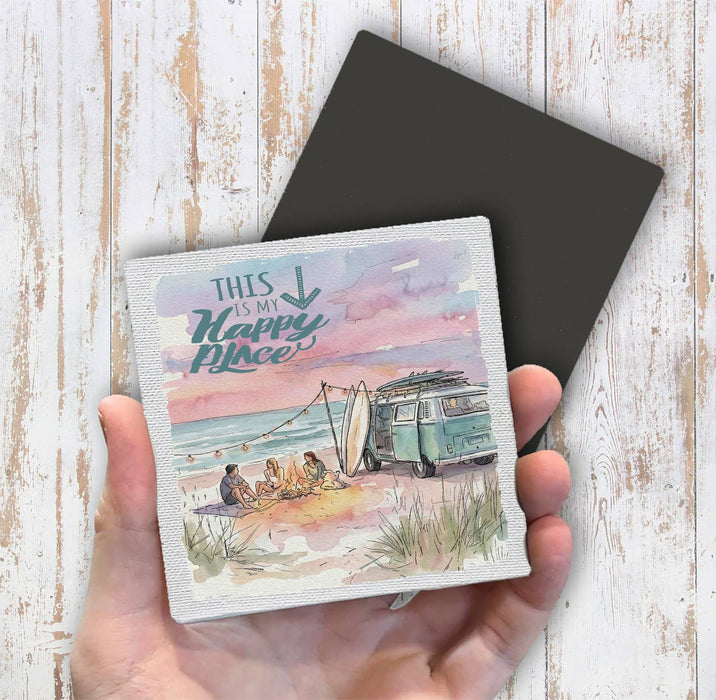 Camping on the Beach happy place Magnet Fridge