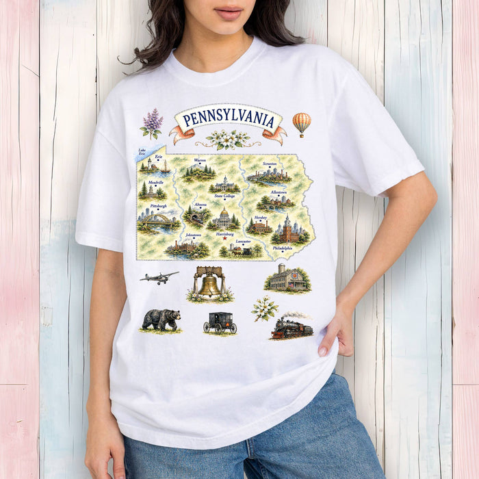 Pennsylvania State Map Landmark T-Shirt