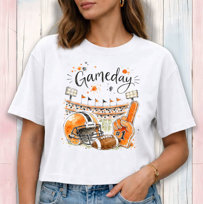 Gameday Football Orange & Black Cropped T-Shirt