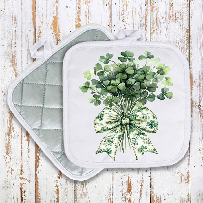 St. Patrick's Day Four Leave Clover Pot Holder Oven Mitt