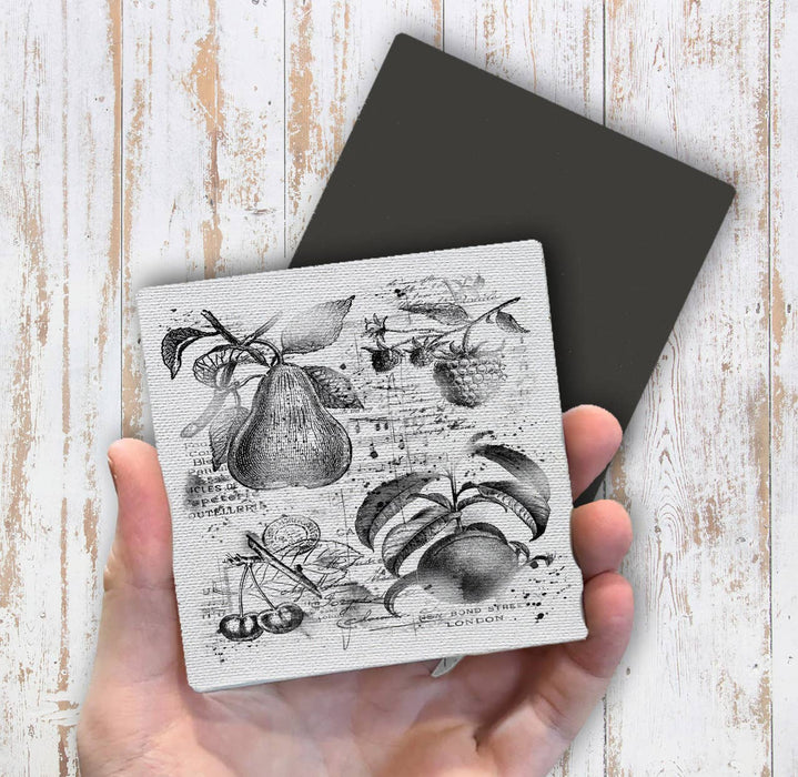 Vintage Shabby Fruits Pears, Cherries Magnet Fridge