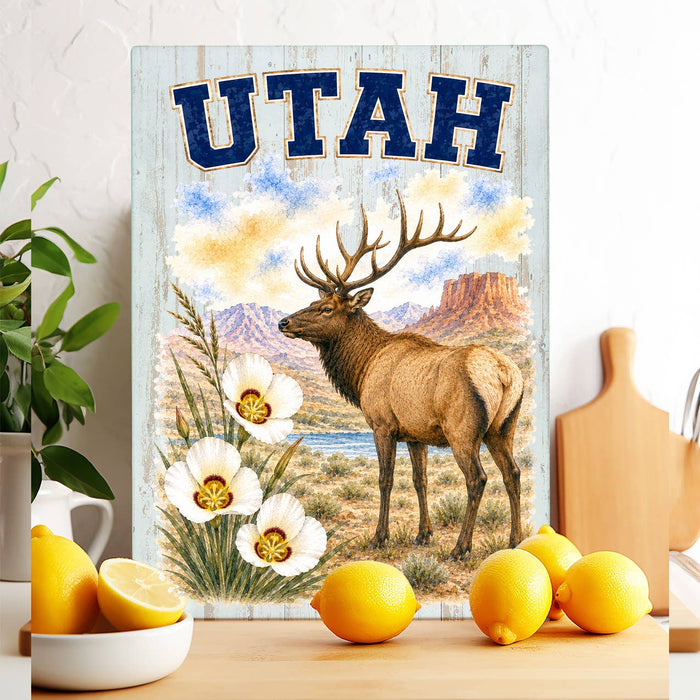 Utah State Bird and Animal Glass Cutting Board