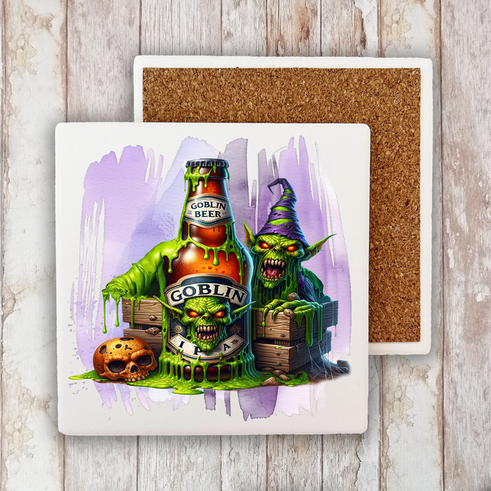 Halloween Goblin Beer Stone Coaster