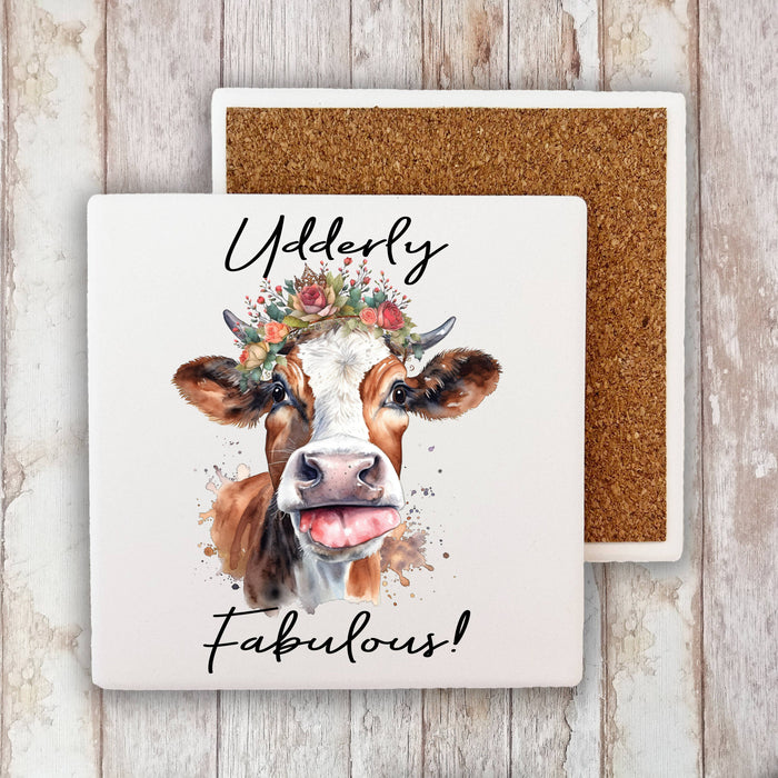 Udderly Fabulous Cow Farmhouse Stone Coaster