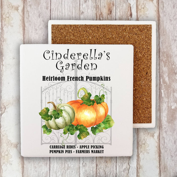 Cinderella Garden Pumpkin Patch Stone Coaster