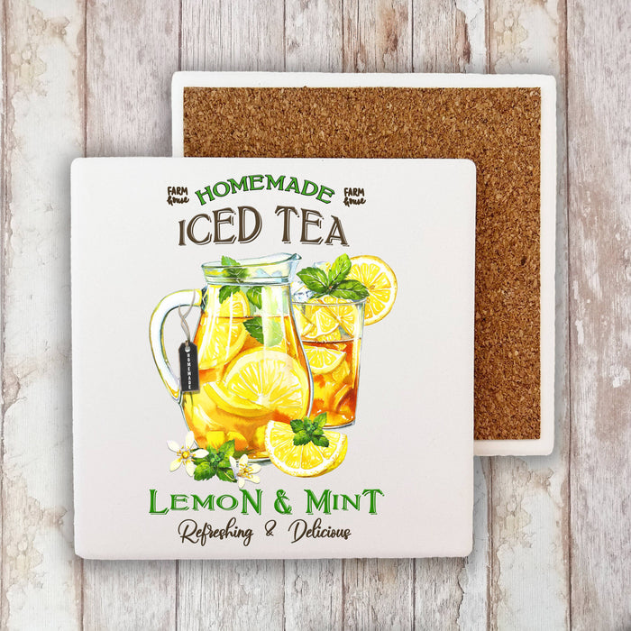 Home Made Ice Tea and Mint Cotton Stone Coaster