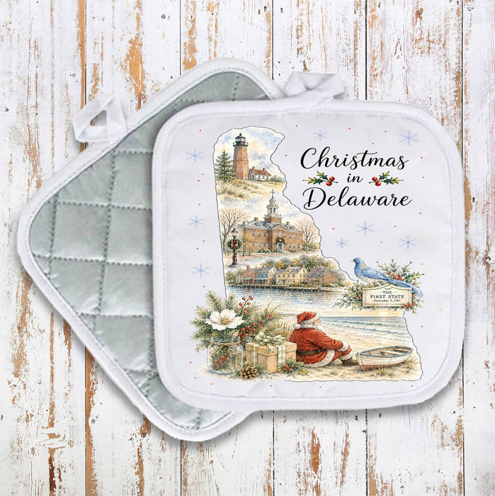 Christmas in Delaware State Map Pot Holder