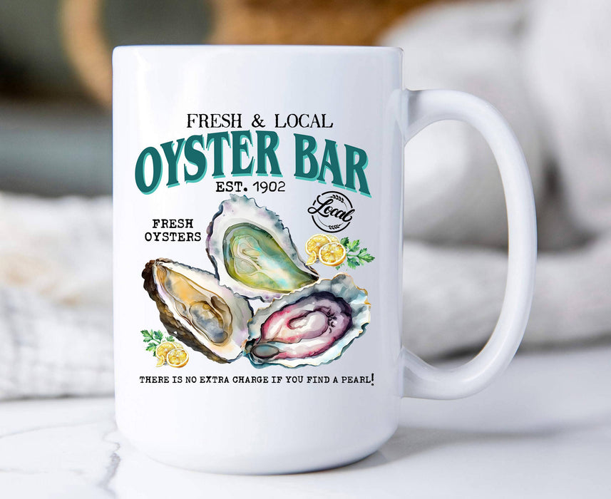 Oysters Bar Fresh & Local Coastal Beach Coffee Mug