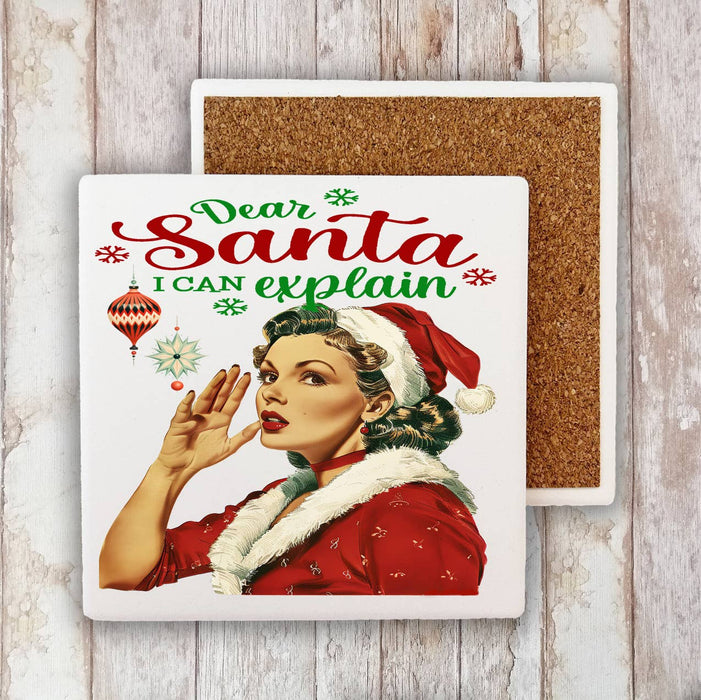 Christmas Santa I Can Explain Stone Coaster