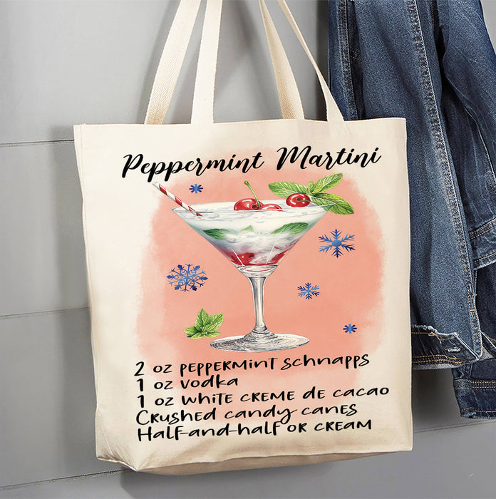 Christmas Cocktail Peppermint Martini Canvas Tote Bag