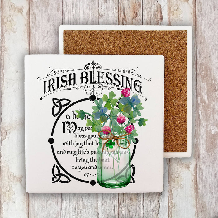 St Patricks Day Bless Irish Home Cotton Stone Coaster