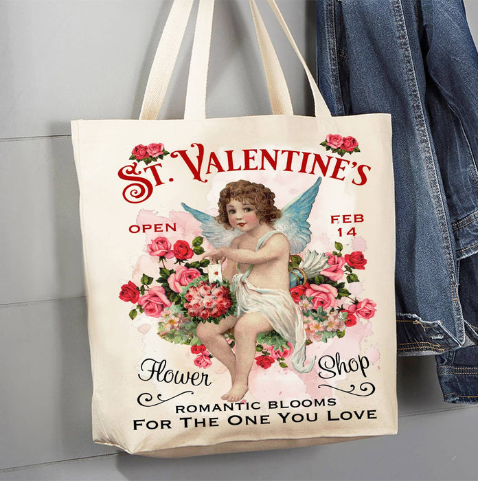 Vintage Cupid Angel St. Valentine's Canvas Tote Bag