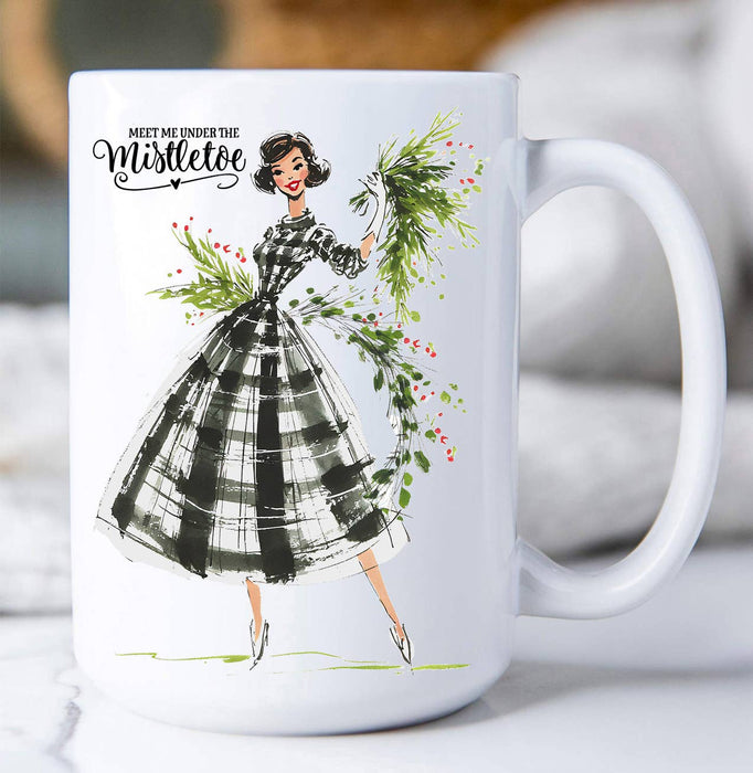 Retro Christmas Meet me Mistletoe Coffee Mug