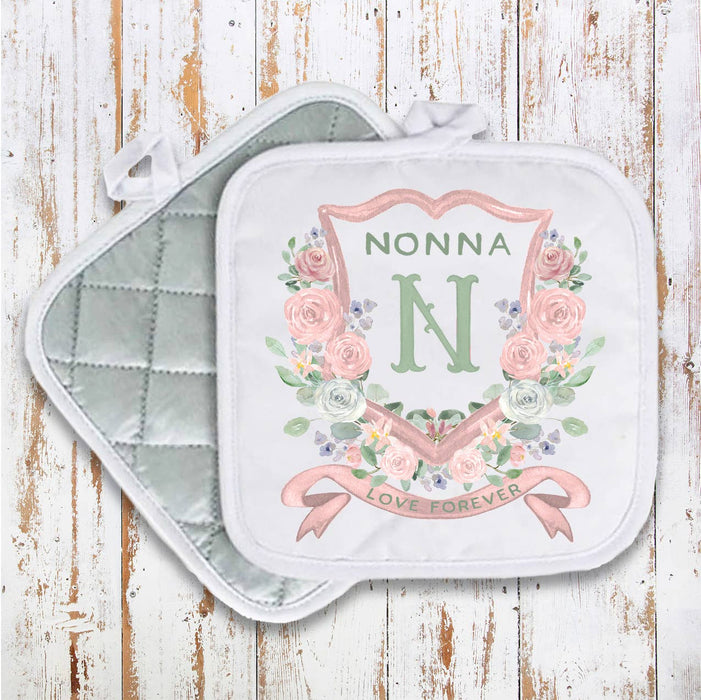 Mother's Day Nonna Floral Crest Pot Holder
