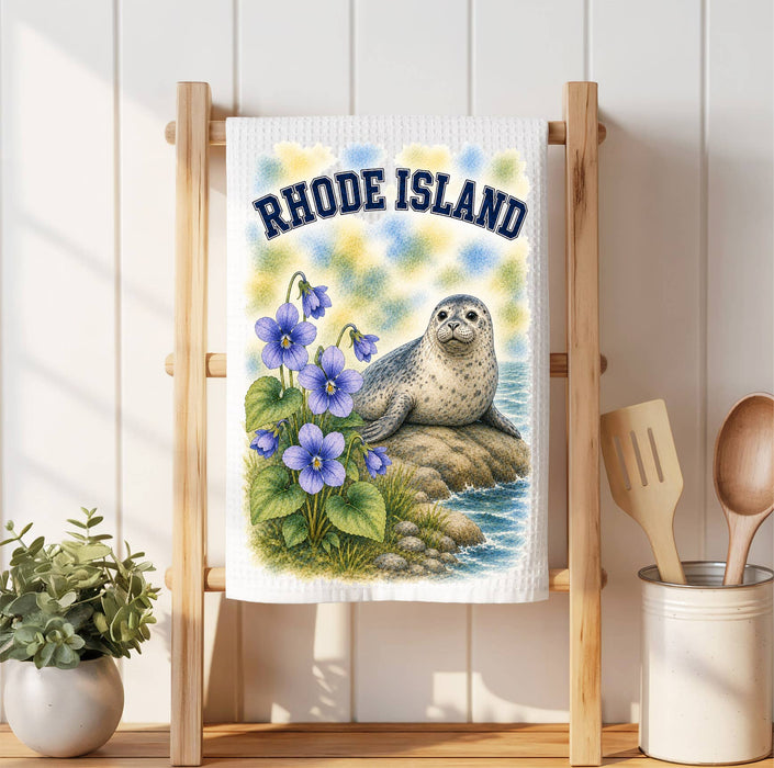 Rhode Island State Bird and Animal Waffle Weave Towel