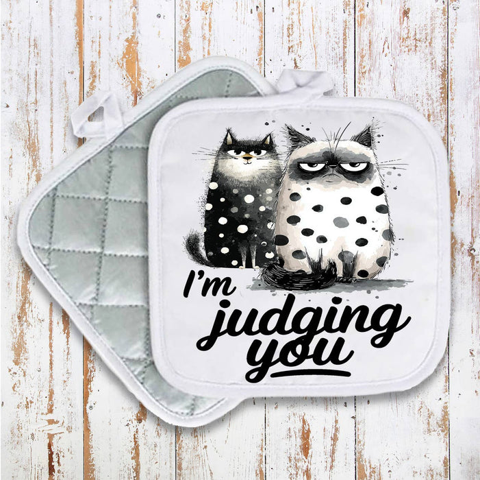 Cat I'm Judging You Pot Holder Oven Mitt