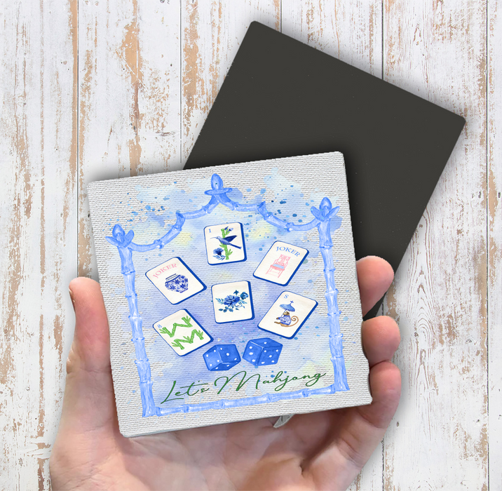 Let's Mahjong Blue Magnet Fridge
