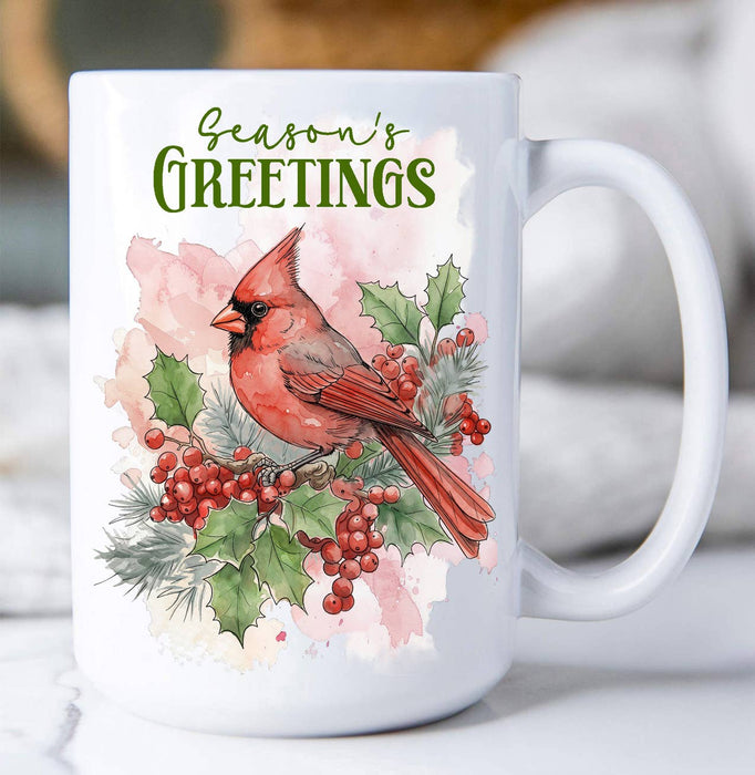 Christmas Seaons Greeting red Cardinal Coffee Mug