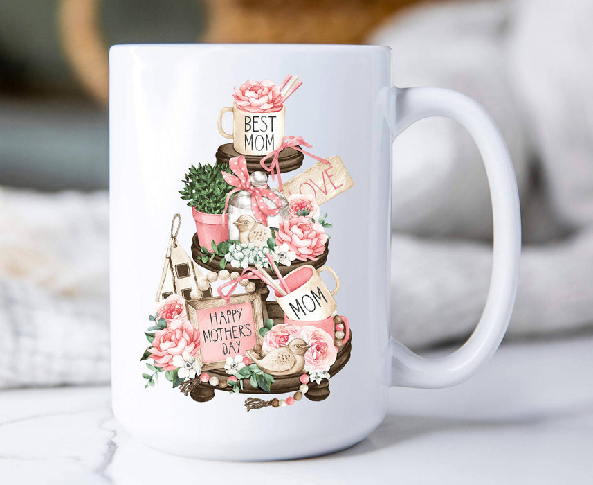 Mothers Day Best Mom 3 Tier Tray Cotton Coffee Mug
