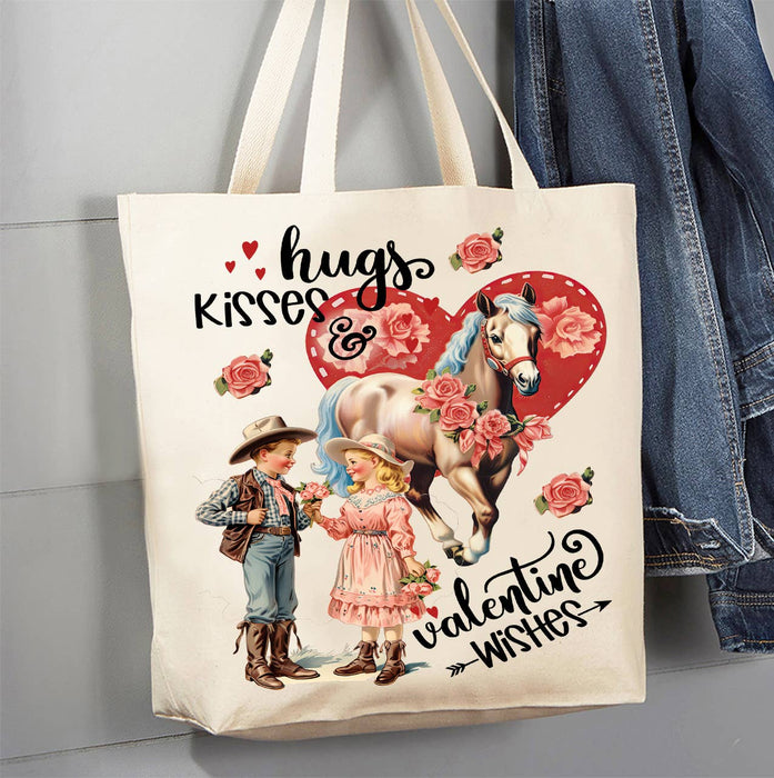 Vintage Western Cowboy Valentine Canvas Tote Bag