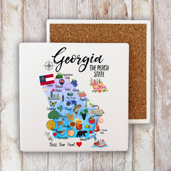 Georgia State Map Souvenir Stone Coaster