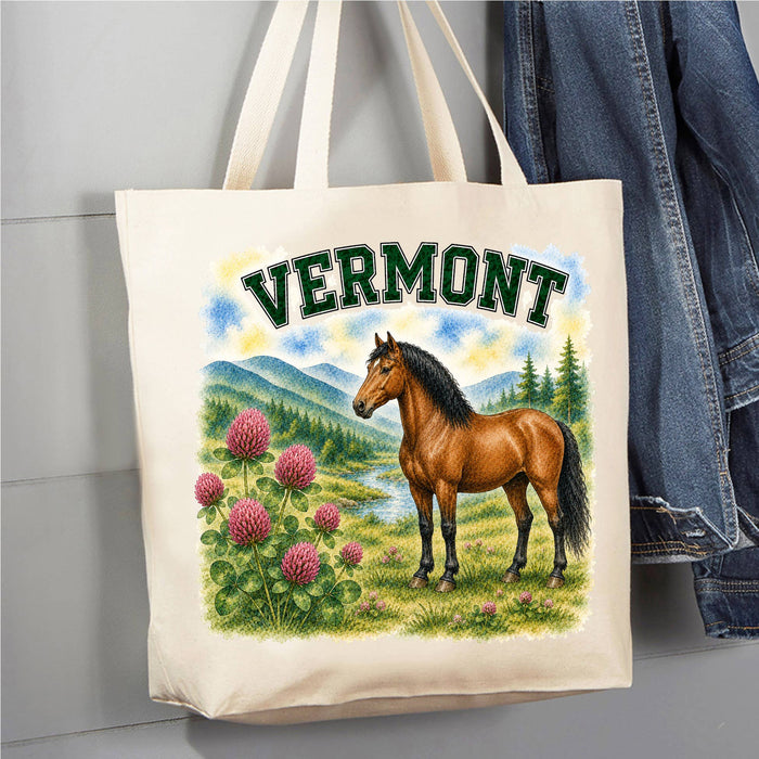 Vermont State Bird and Animal Canvas Tote Bag