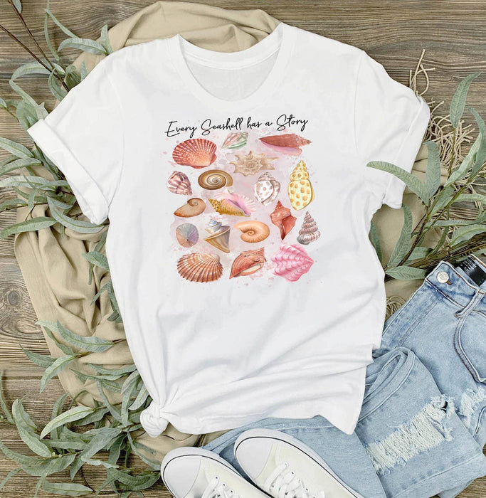 Seashells Has a Story Coastal Beach T-Shirt