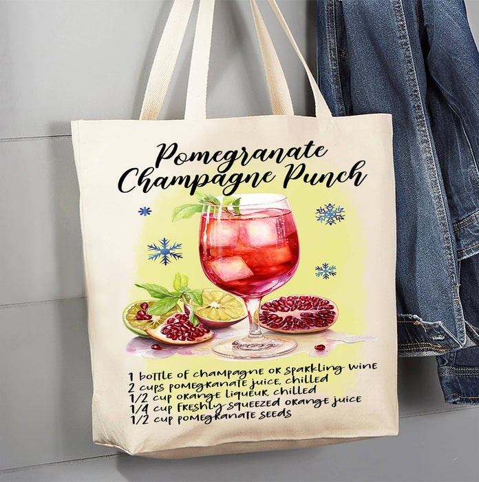 Christmas Cocktail Pomegrante Punch Canvas Tote Bag