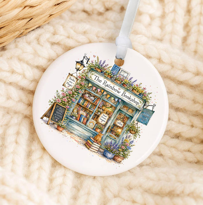 Whimsical Bookstore Bookshop Ornament