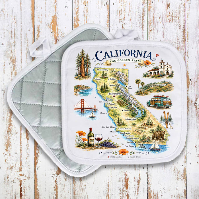 California State Map Landmark Pot Holder