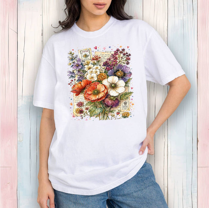 Vintage Watercolor Flowers T-Shirt