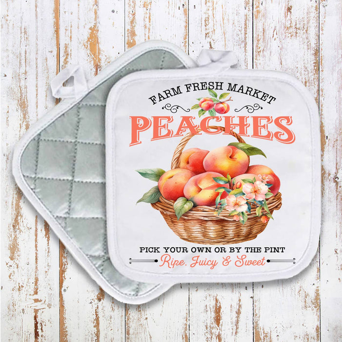 Farm Fresh Peaches Blossoms Pot Holder Oven Mitt