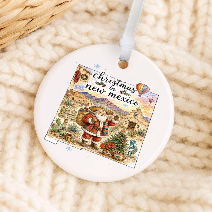 Christmas in New Mexico State Map Ornament