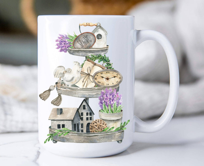 Country Lavender 3 Tier Tray 15 oz Coffee Mug