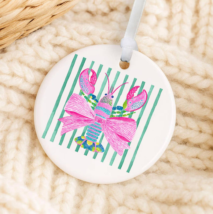 Coastal Colorful Lobster Bow Ornament
