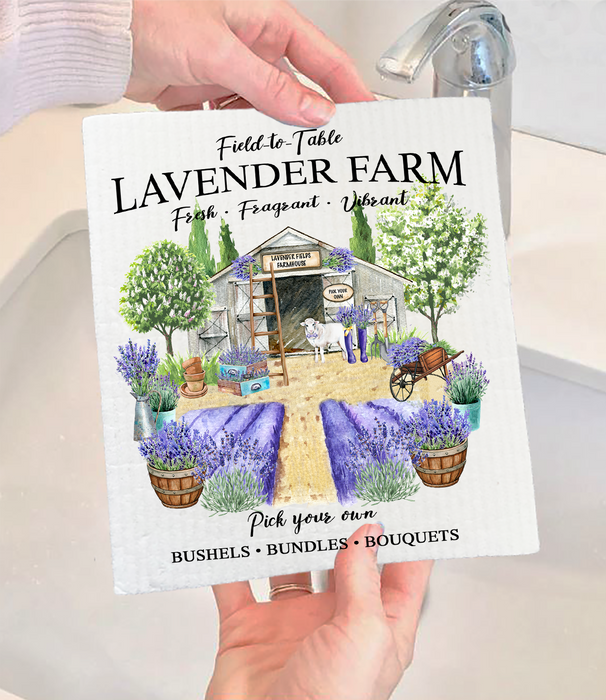 Spring Lavender farm Swedish Dishcloth