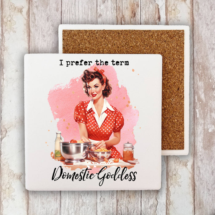 Domestic Goddess Retro Housewife Stone Coaster
