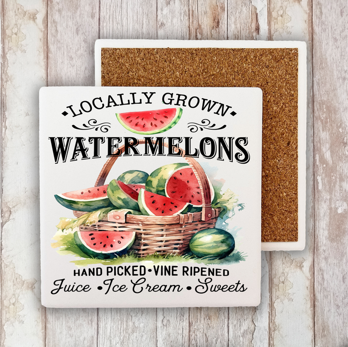 Locally Grown Watermelon  Stone Coaster