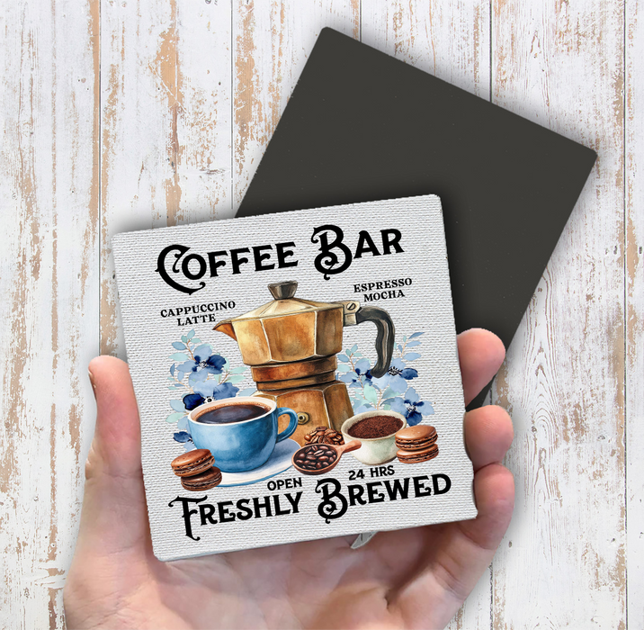Coffee Bar Freshly Brewed Magnet Fridge