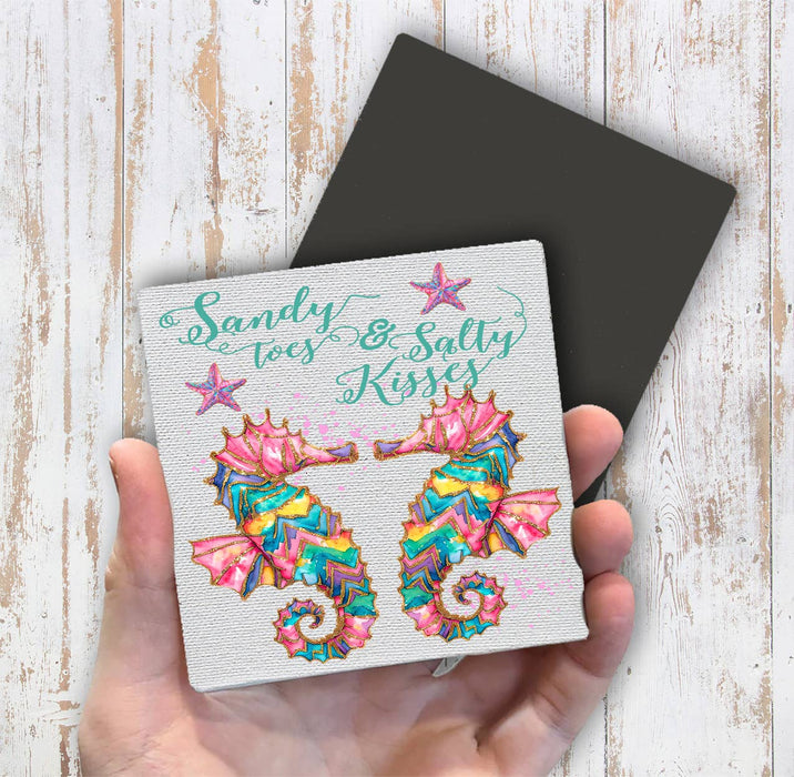 Seahorses Sandy Toes Salty Kisses Magnet Fridge