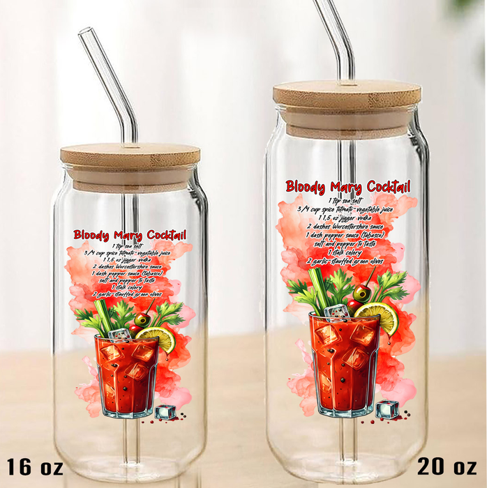 Summer Cocktail Bloody Mary Can Glass with Lid Straw